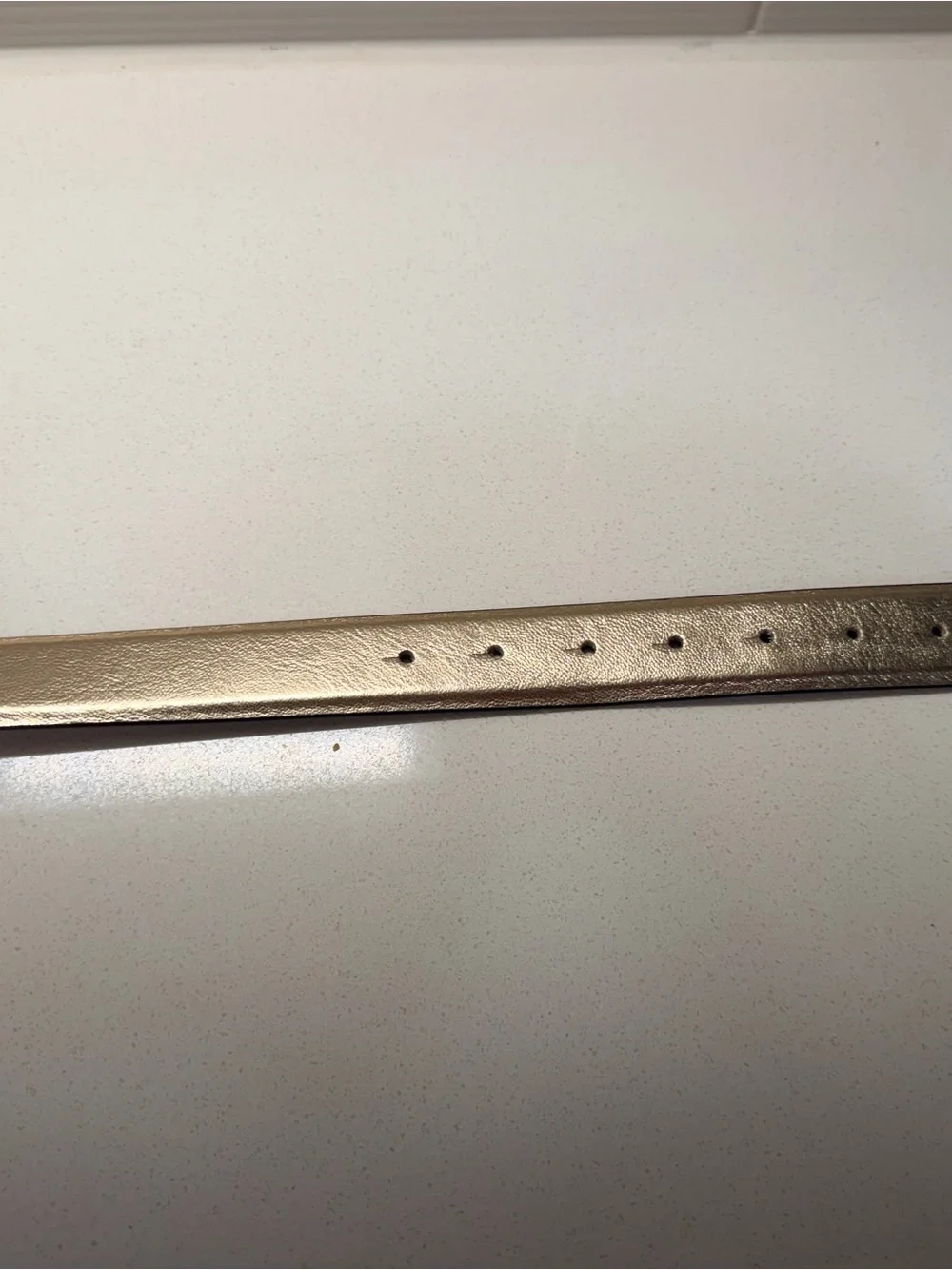 Michael Kors gold  Leather Belt with Gold and silver MK Round Buckle